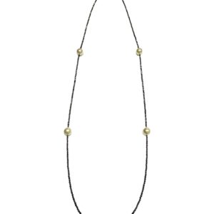 Κολιέ μακρύ ημιπολύτιμο αιματίτης με shell crafted pearls 16MM